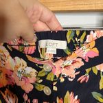 Loft  black and pink floral button down midi skirt Photo 2