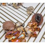 Amber Glass Chrystal Bead & Natural Stone 38" Necklace Black Chain Neutral Photo 9