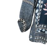 Diane Von Furstenberg  DVF Chrystie Print Silk Leaf Blue Blouse Top 4 Photo 2