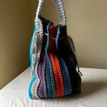 Handmade Colorful Crochet Bucket Bag Rainbow Striped Crossbody Hobo Festival NWT Green Photo 1