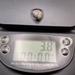 Vintage silver diamond cut tooled nugget ring 14k gold plated Sz 6 Mod 60’s MCM Photo 2