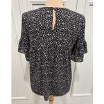 Loft  Black Ditsy Floral Blouse Ruffle Romantic Cottagecore Peasant Dainty Photo 3