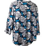 Stylus Womens High Low Printed 3/4 Sleeve Blouse Sz L Blue Size L Photo 7