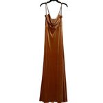 After Six NWT Cowl Neck Spaghetti Strap Velvet Maxi Dress 0 Golden Almond #3263 Photo 2