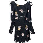 Free People NWT Sunshadows Washed Black Floral Print Mini Dress Cold Shoulder Photo 1
