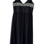 Kay Unger  New York 100% Silk Midi Dress Black & White Floral Embroidered Size 8 Photo 1