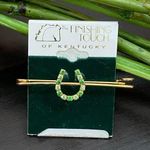 Vintage The Finishing Touch of Kentucky Green Rhinestones Horseshoe Brooch Photo 0