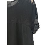 Lulus Iced Latte Black Sheer Mesh Short Fringe Tassel Sleeve Shift Dress Photo 2