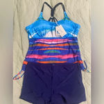 JASAMBAC XXL Strappy Tankini Swimsuit Boy Shorts Bathing Suits Two Piece New Blue Photo 0