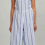 Club Monaco  Allentin Strapless Striped Wide Leg Linen Jumpsuit Photo 0