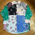Nasty Gal | Oversized Bandana Print Satin Shirt Size S Photo 8
