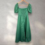 O.P.T River Midi Dress Womens XS Green Puff Sleeve Cottagecore Prairie Smocked Photo 4