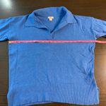 LL Bean Blue Cotton Cashmere V Neck Collared Sweater Women's Size Large Photo 6