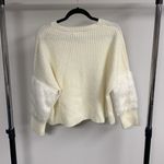 The Room  Cream Crop Sweater with Faux Fur Sleeves Size M Photo 5