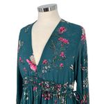 Free People  Cherry Blossom Teal Floral Mini Dress Long Sleeve Size XS Photo 4