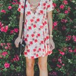 ASTR Orange Floral Lace Up Dress Photo 0