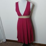 Free People deep pink boho tie back midi dress size large Photo 1
