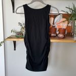 Old Navy  Maternity Black Ribbed Scoop Neck Ruched Side Tank Top Size Small Photo 2