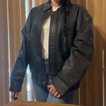 st. john's bay Vtg St. John bay leather Black bomber zip up Jacket oversized large utility Photo 2