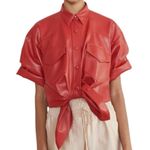 NWT | Nanushka Seymour Faux Leather Shirt Red Photo 4