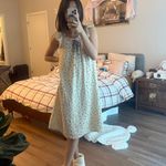 Cotton gauze blueberry flutter sleeve lace trim vintage inspired night gown Photo 2