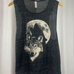 Bella Canvas  Large Wolf Moon Muscle Tee Tank Top Boho Grunge Graphic Animal Photo 0