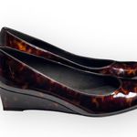 Stuart Weitzman new  ᪥ Nusimple Patent Demi Wedge Heel Loafer ᪥ Cognac Tortoise 7 Photo 1