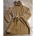 Lulus Sweet Demeanor Camel Turtleneck Cold-Shoulder Sweater Dress sz XL belted Photo 2