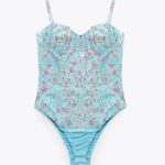 ZARA  Floral Bodysuit Blue and Pink  Photo 0