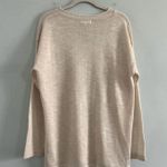 Little Lies Side Slit Cream Crewneck Knit Pullover Sweater Tan Photo 2
