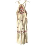 Free People NWTS Chrysanthemum Kiss Tan Embroidered Boho Dress size 8 Ecru Combo Photo 4