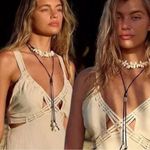 Free People Katie Leather Shell Choker NWT Layered Necklace Beach Bohemian Surf Photo 13