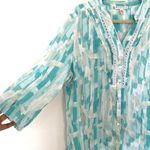 JM Collection Linen Blend Button Up 3/4 Sleeve Shirt Lace Trim Feminine Style 20 Green Size 20W Photo 9