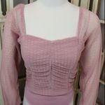 Blashe Pink Peasant Boho Bodysuit Sweetheart Neckline Ruched Front Size M New Size M Photo 2