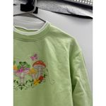 Cute Frog Mushroom Embroidered Lime Green Crewneck Sweatshirt Size L Photo 5