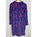 Vintage National Robe Size L Royal Blue Flroal Snap Front Velvet House Coat Rare Photo 8