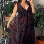 Nordstrom DR2 by Daniel Rainn Organza Floral Print Tie Shoulder Maxi Dress Maroon Size XS Photo 7