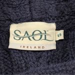 SAOL Ireland NWOT Small Navy Wool Cable Knit Fisherman Asymmetrical Zip Sweater Blue Photo 2