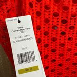 Carmen Marc Valvo Red Orange Persimmon Crochet One Piece Swimsuit 14 NWT Photo 5