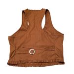 Sleeveless Vest Blouse Brown Ruffle XL Photo 6