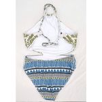 Farm Rio NEW  Swimsuit One Piece High Neck Cutout Floral Blue Geometric Size XL Photo 1