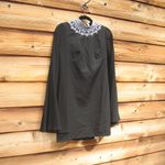 Mac Duggal  49607 Rhinestone Collar Flowy Sleeve Black Mini Dress Photo 4