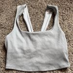 Alo Yoga Alosoft Ribbed Shimmer Chic Bra Tank size small Light Grey Iridescent Photo 0