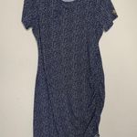 Michael Michael Kors Blue Giraffe Print T Shirt Dress Ruched Side Sz XL Photo 4