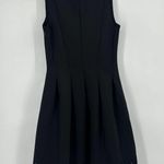 Ann Taylor Black Pleated Laser Cut Scuba Dress Sleeveless Eyelet Stretch Size 2 Photo 0