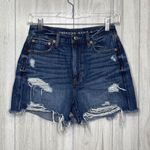 American Eagle  90s Boyfriend Distressed Raw Hem Frayed Denim Shorts size 0 Photo 0