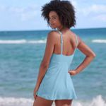 Venus  Fit And Flare Swim Dress Size 8 Ice Blue Knotted V Front Modest Swimming‎ Photo 8