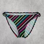 Malibu Dream Girl  Black Red Pink Stripe Cheeky Bikini Bottom Swimwear Medium Photo 0