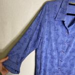 IVY Grandma Print VTG Vintage Floral Button Down Top Periwinkle Blue Long Sleeve Size XL Photo 1