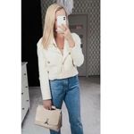 ZARA  White Gold Button Cropped Blazer Wool Blend Blogger Lined Jacket Quiet Lux Photo 2
